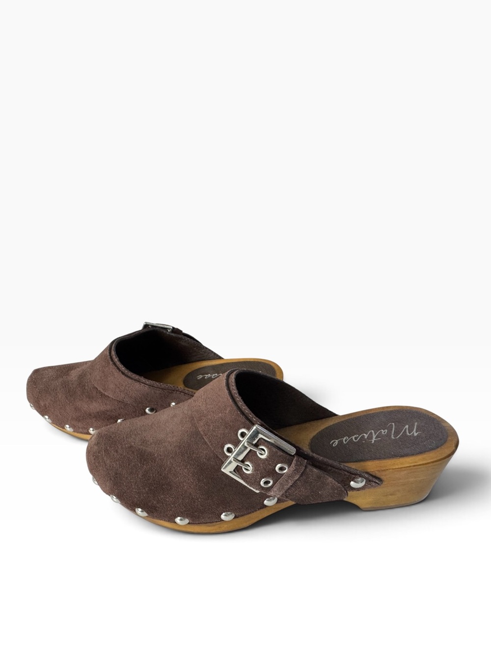 Matisse Women's London Brown Suede & Wood Slip On Clogs size 9 Buckle #NE217